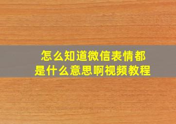 怎么知道微信表情都是什么意思啊视频教程