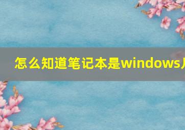 怎么知道笔记本是windows几