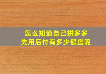 怎么知道自己拼多多先用后付有多少额度呢