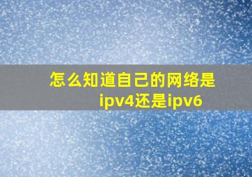 怎么知道自己的网络是ipv4还是ipv6