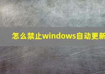 怎么禁止windows自动更新