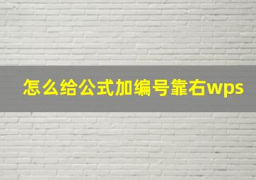 怎么给公式加编号靠右wps