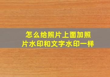 怎么给照片上面加照片水印和文字水印一样