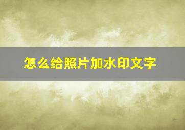 怎么给照片加水印文字