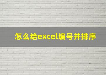 怎么给excel编号并排序