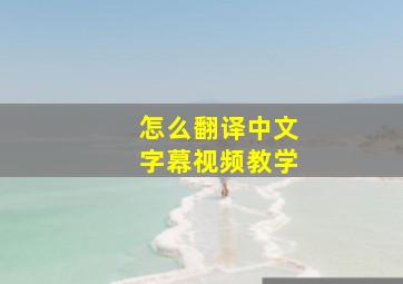 怎么翻译中文字幕视频教学