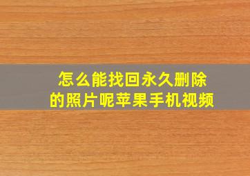 怎么能找回永久删除的照片呢苹果手机视频