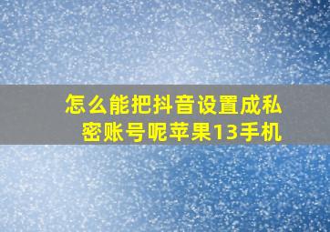 怎么能把抖音设置成私密账号呢苹果13手机