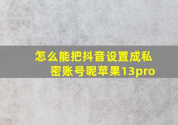 怎么能把抖音设置成私密账号呢苹果13pro