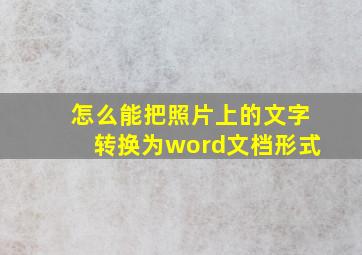 怎么能把照片上的文字转换为word文档形式