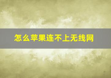 怎么苹果连不上无线网