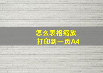 怎么表格缩放打印到一页A4