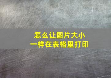 怎么让图片大小一样在表格里打印