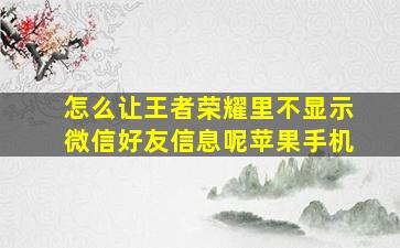 怎么让王者荣耀里不显示微信好友信息呢苹果手机