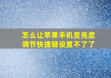 怎么让苹果手机变亮度调节快捷键设置不了了