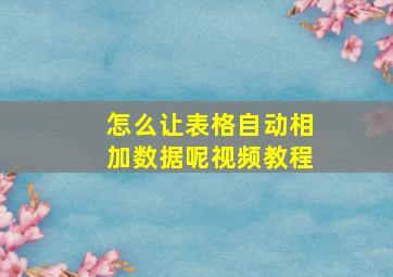 怎么让表格自动相加数据呢视频教程