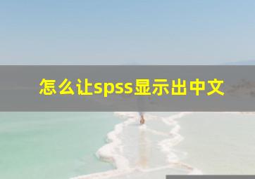 怎么让spss显示出中文