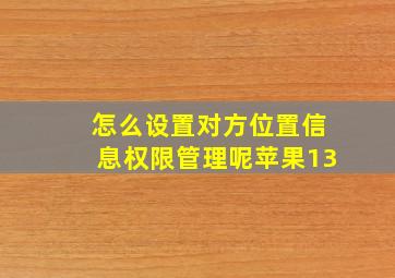 怎么设置对方位置信息权限管理呢苹果13