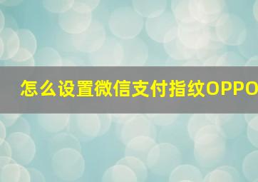 怎么设置微信支付指纹OPPO