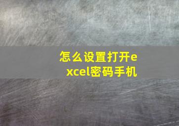 怎么设置打开excel密码手机