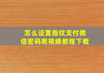 怎么设置指纹支付微信密码呢视频教程下载