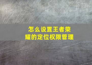 怎么设置王者荣耀的定位权限管理