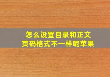 怎么设置目录和正文页码格式不一样呢苹果