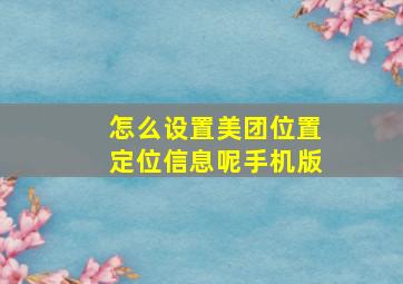 怎么设置美团位置定位信息呢手机版