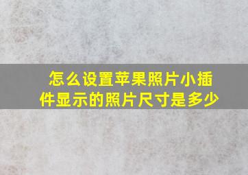 怎么设置苹果照片小插件显示的照片尺寸是多少