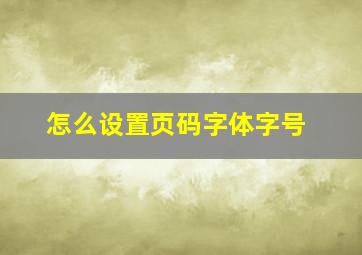 怎么设置页码字体字号