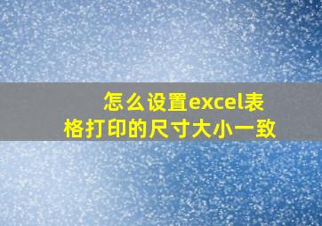 怎么设置excel表格打印的尺寸大小一致