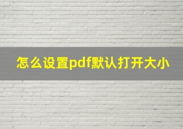 怎么设置pdf默认打开大小