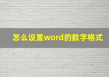 怎么设置word的数字格式