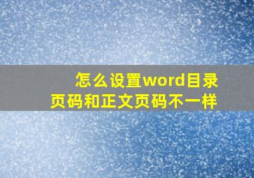 怎么设置word目录页码和正文页码不一样