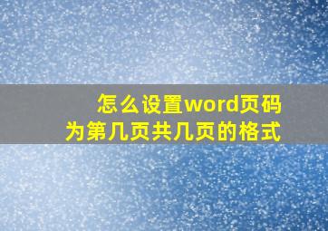 怎么设置word页码为第几页共几页的格式