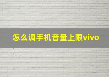 怎么调手机音量上限vivo