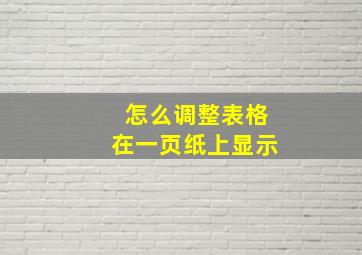 怎么调整表格在一页纸上显示