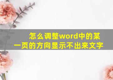 怎么调整word中的某一页的方向显示不出来文字