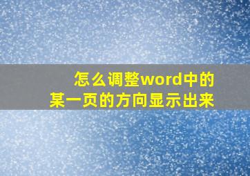 怎么调整word中的某一页的方向显示出来