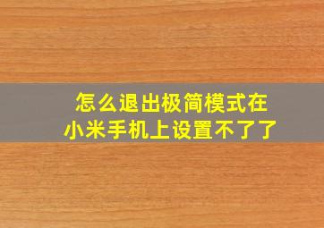 怎么退出极简模式在小米手机上设置不了了