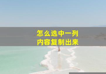 怎么选中一列内容复制出来