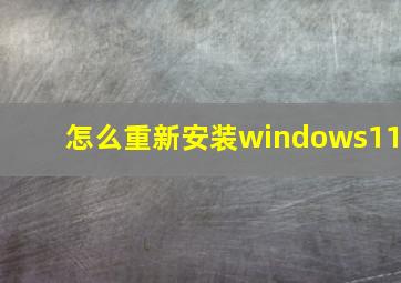 怎么重新安装windows11