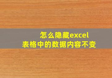 怎么隐藏excel表格中的数据内容不变