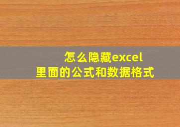 怎么隐藏excel里面的公式和数据格式