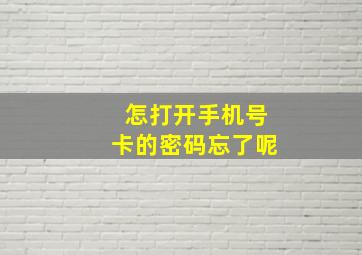 怎打开手机号卡的密码忘了呢