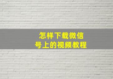 怎样下载微信号上的视频教程