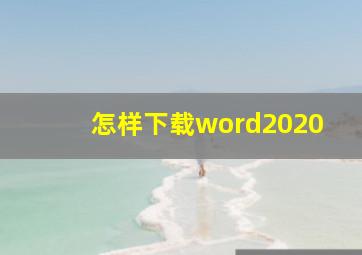 怎样下载word2020