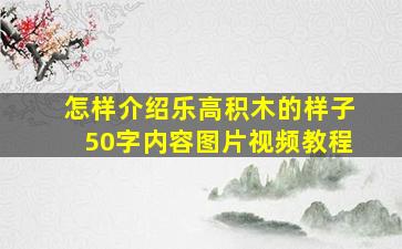 怎样介绍乐高积木的样子50字内容图片视频教程