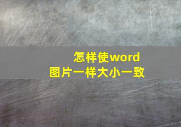 怎样使word图片一样大小一致