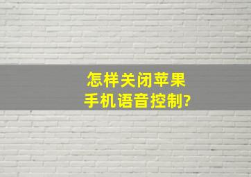 怎样关闭苹果手机语音控制?